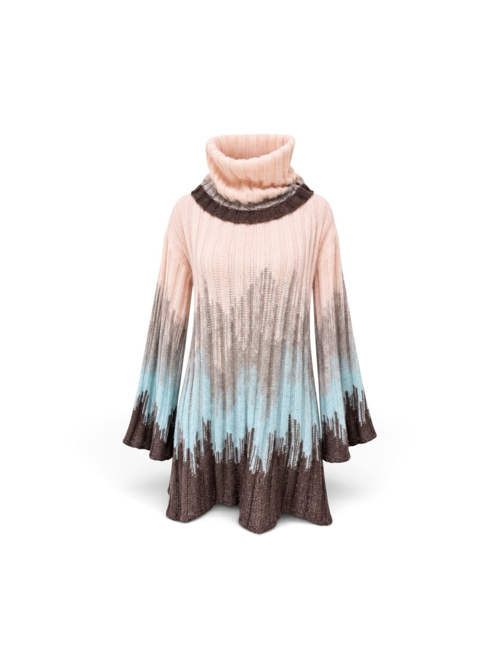Missoni Ombre Turtleneck Sweater in Pink, Blue & Brown